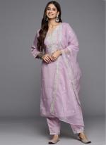 Chanderi Lilac Wedding Wear Sequins Work Readymade Straight Suit